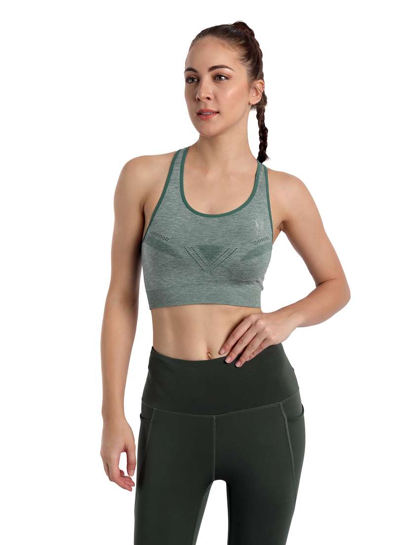 racer back melange sports bra