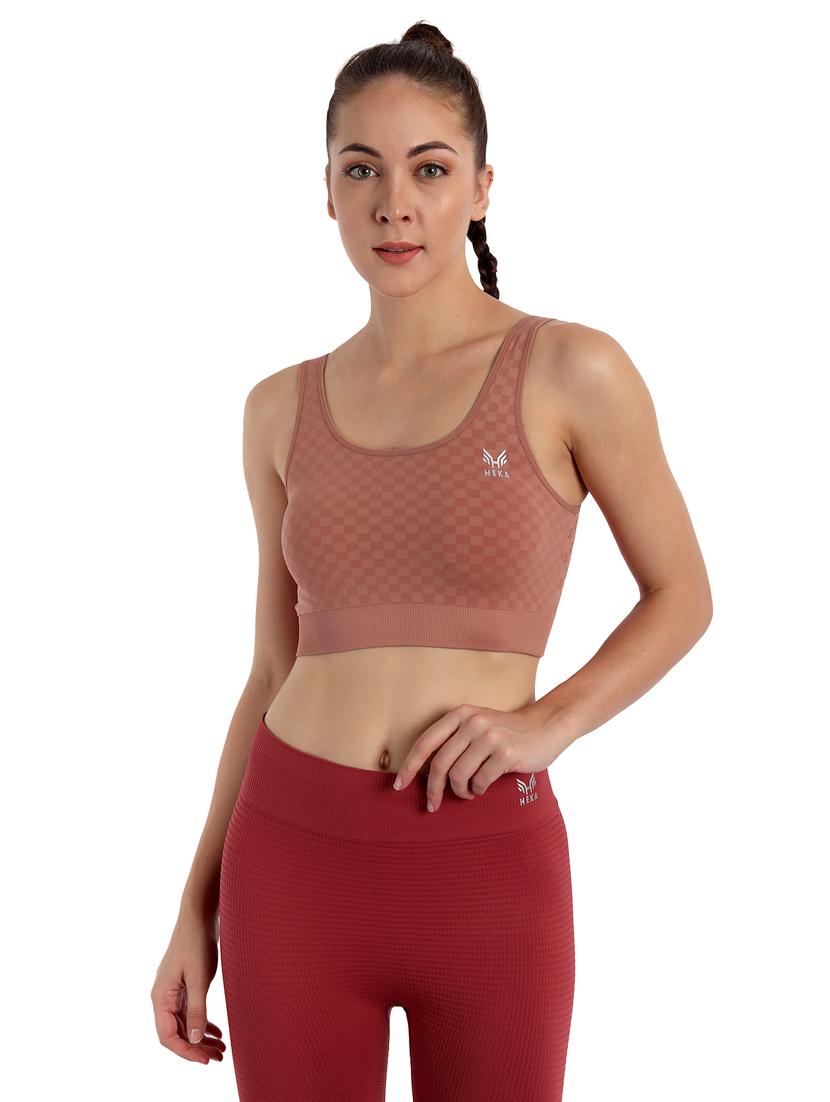 brown checkered sports bra - 18434405 - Zoom Image - 0