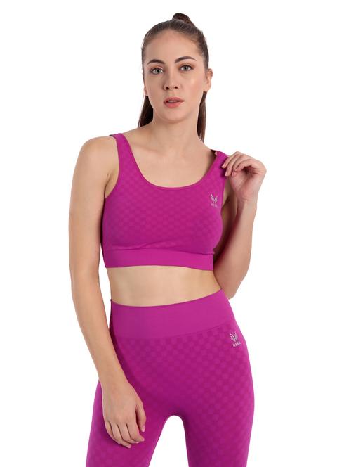 magenta checkered sports bra - 18434407 - Standard Image - 0
