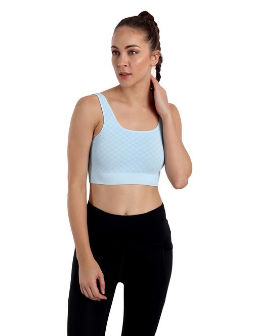 light blue checkered sports bra - 18434408 - Standard Image - 0