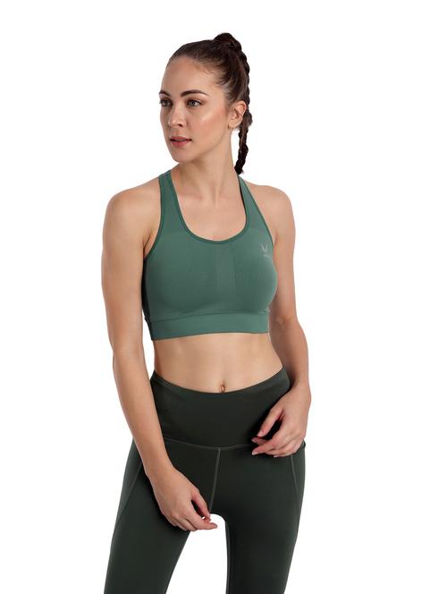 bottle green lightly padded sports bra  - 18434414 -  Standard Image - 0