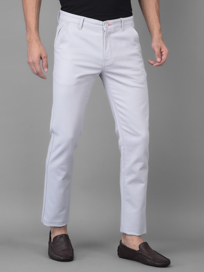grey solid casual trouser - 18434949 - Standard Image - 1