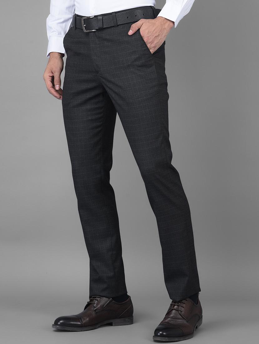 charcoal-grey checkered formal trouser - 18434978 - Standard Image - 1