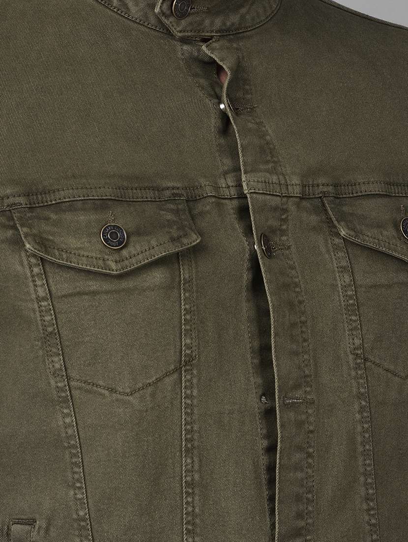 olive-green light-washed denim jacket - 18434985 - Standard Image - 4