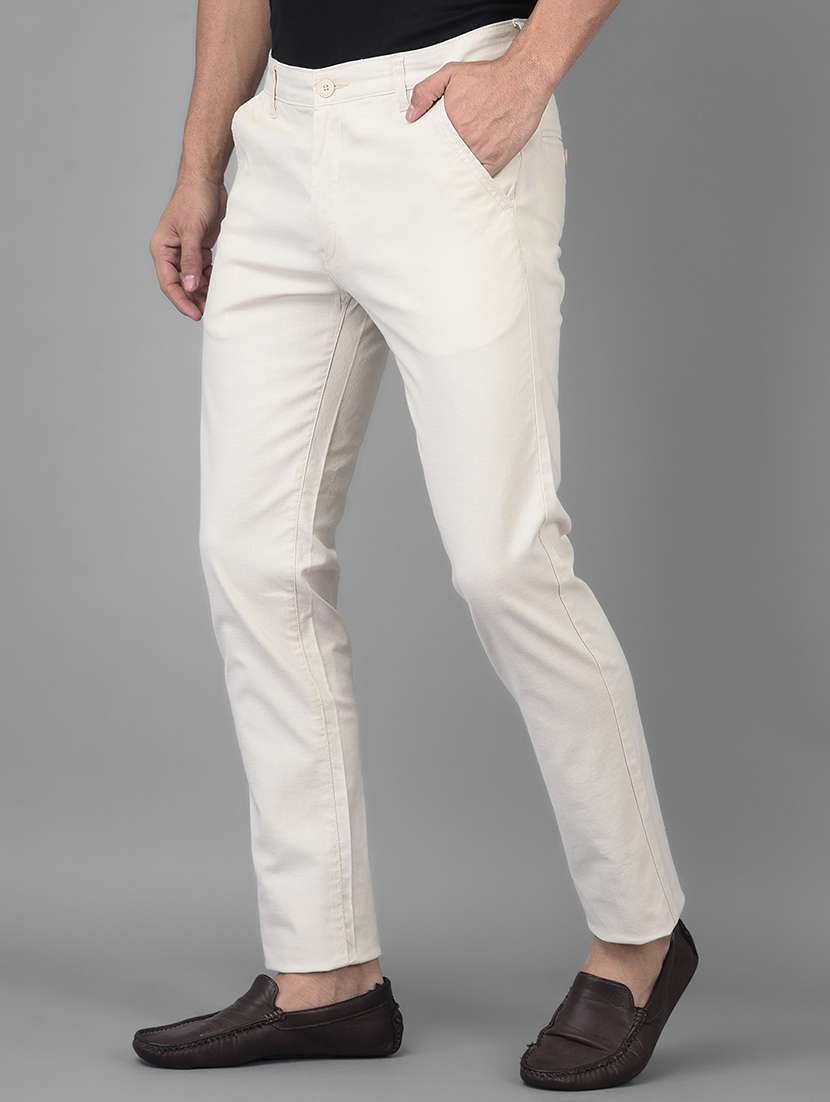 beige solid casual trouser - 18435000 -  Standard Image - 1