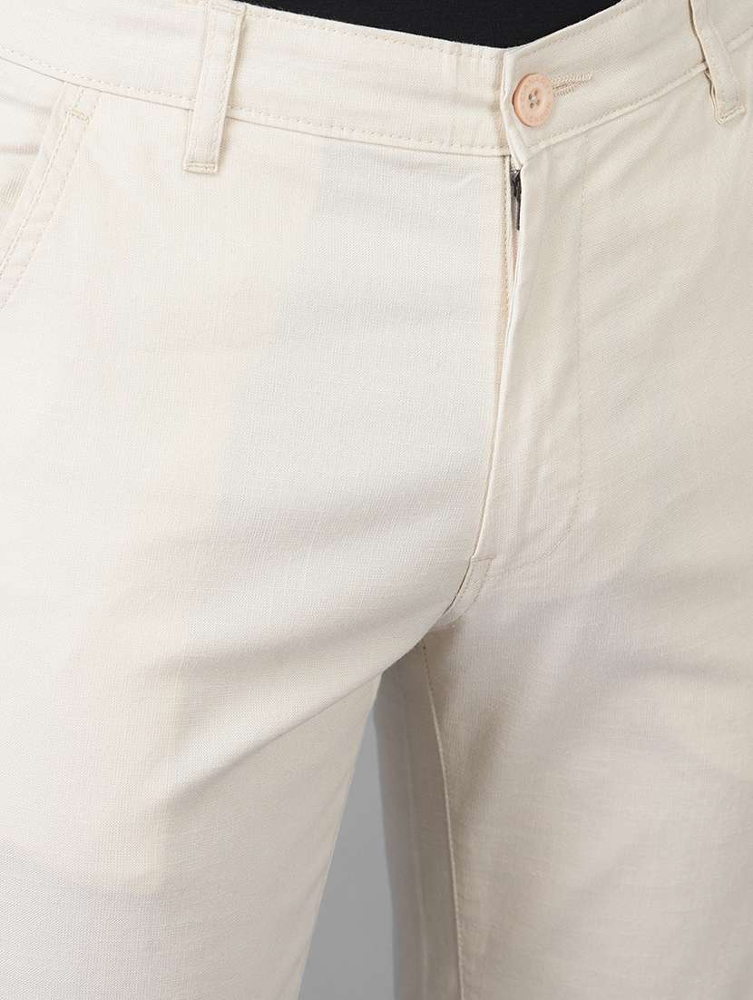 beige solid casual trouser - 18435000 -  Standard Image - 4