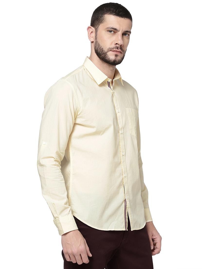 cream solid casual shirt - 18435104 -  Standard Image - 1