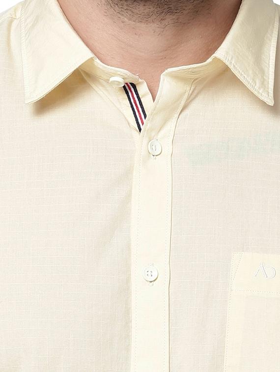 cream solid casual shirt - 18435104 - Standard Image - 4