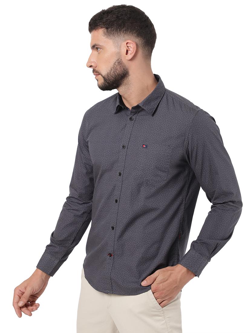 mens micro print casual shirt - 18435115 - Standard Image - 1