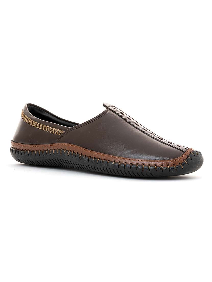 men brown slip on mojari