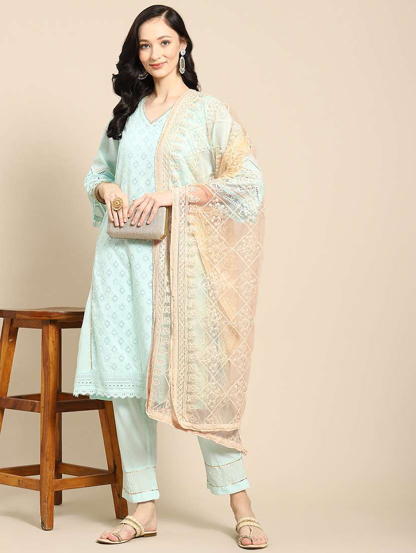 tonal embroidered chikankari net dupatta 