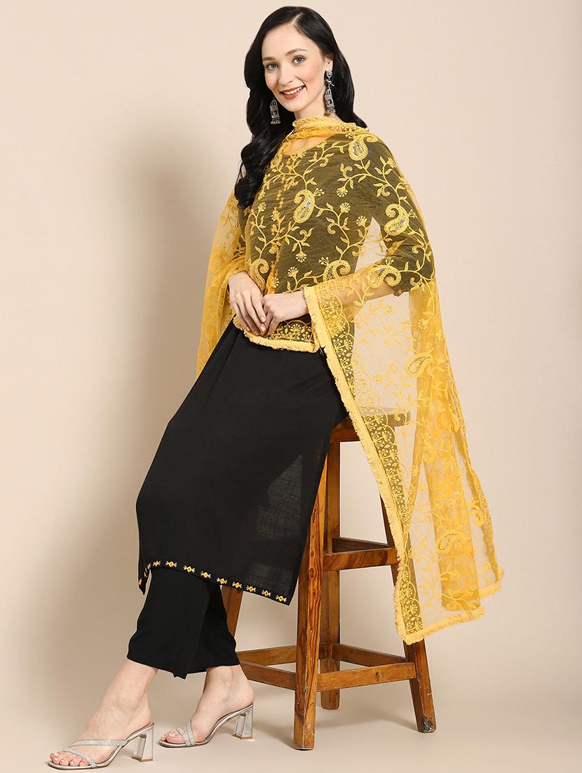 yellow net dupatta