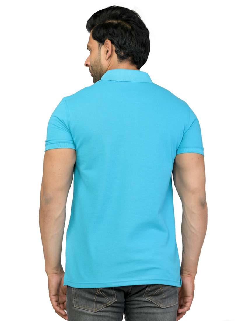 men turquoise solid polo t-shirt - 18436157 -  Standard Image - 1