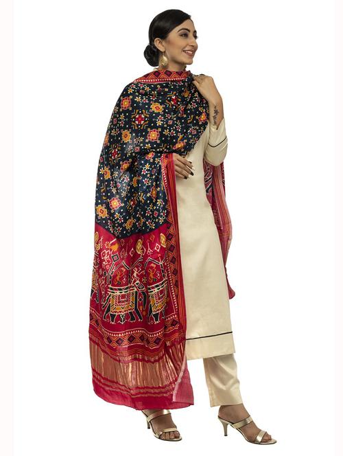 navy blue printed dupatta - 18436193 - Standard Image - 0