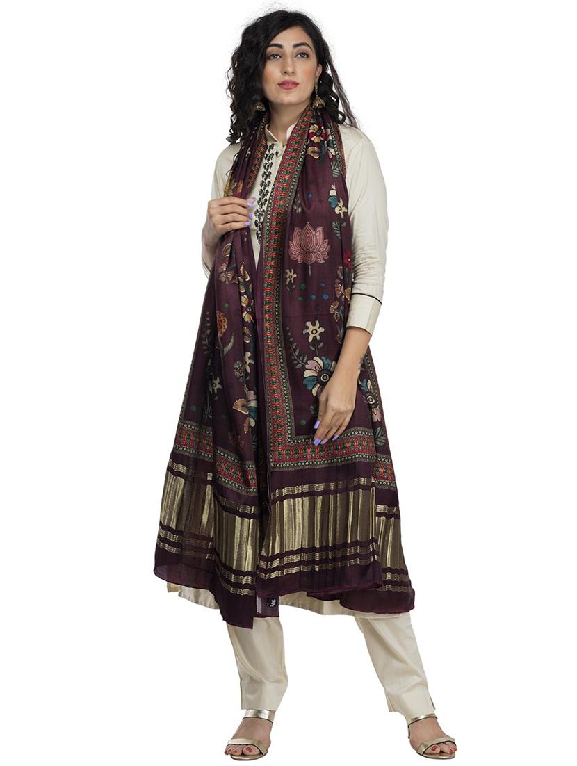 multi colored silk blend dupatta - 18436216 - Standard Image - 1