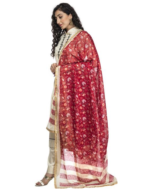 red silk blend dupatta - 18436221 - Standard Image - 0