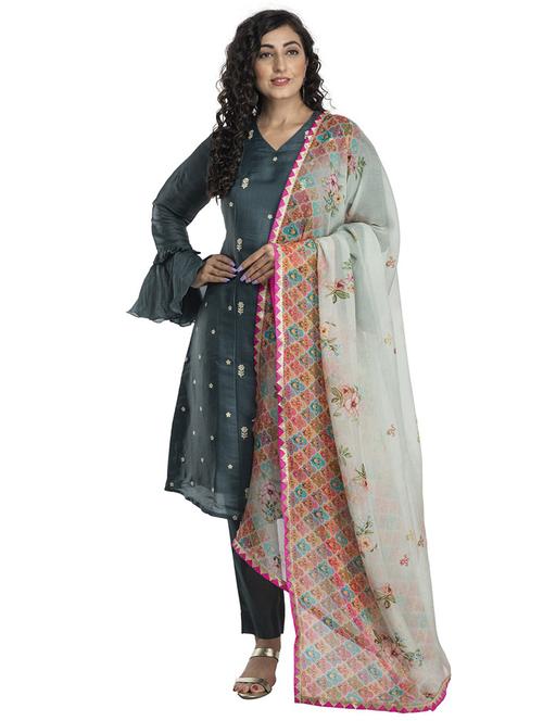 grey printed dupatta - 18436228 - Standard Image - 0