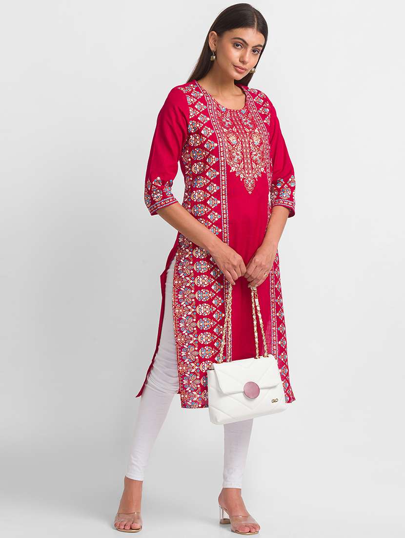 women's straight kurta - 18436274 - Standard Image - 1