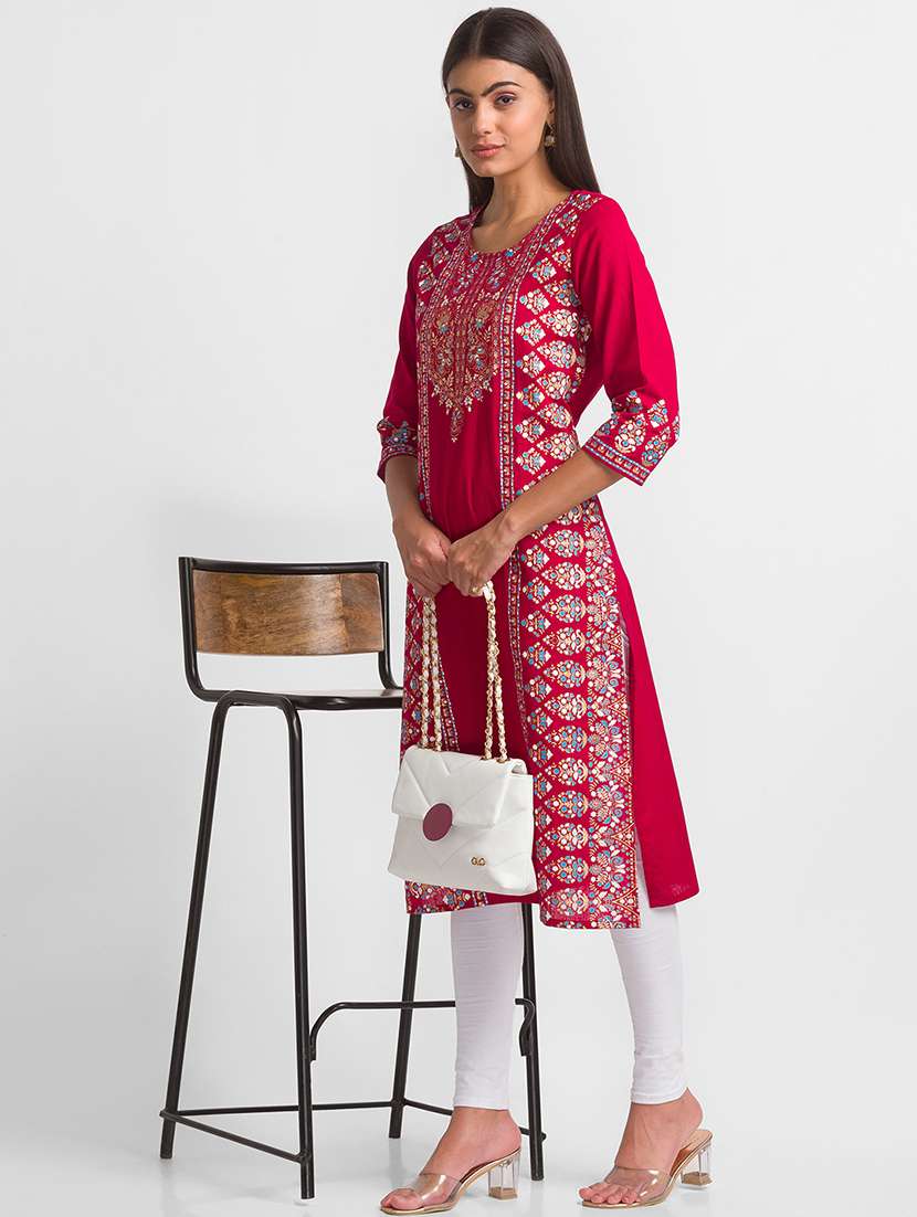 women's straight kurta - 18436274 - Standard Image - 4