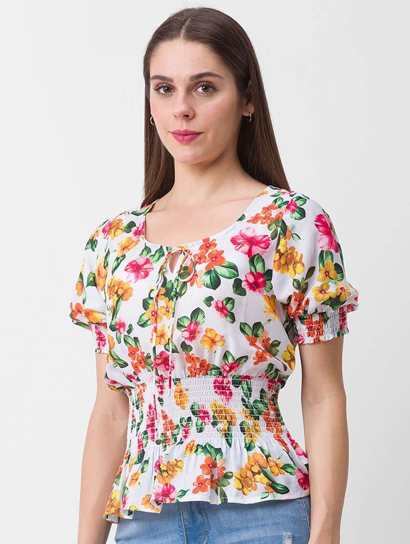 women's peplum tie-up neck top - 18436282 -  Standard Image - 1