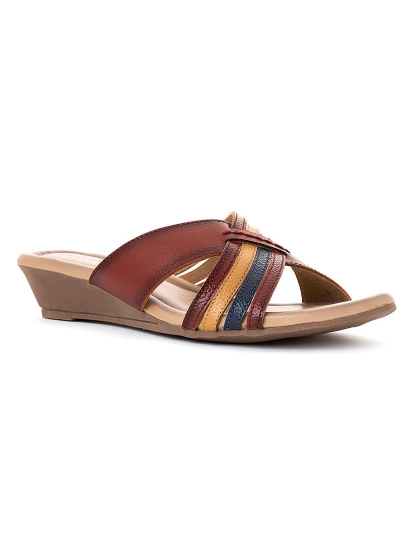 multi colored slip on wedge