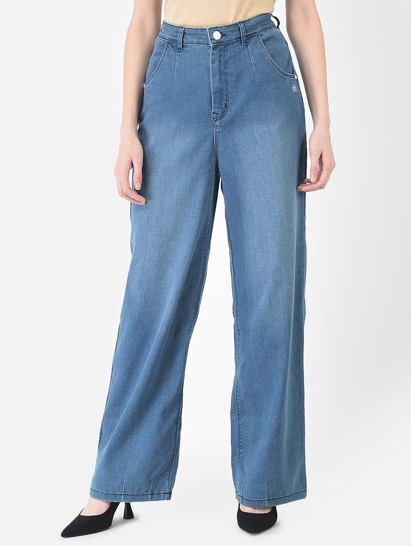 women's plain wide leg jeans