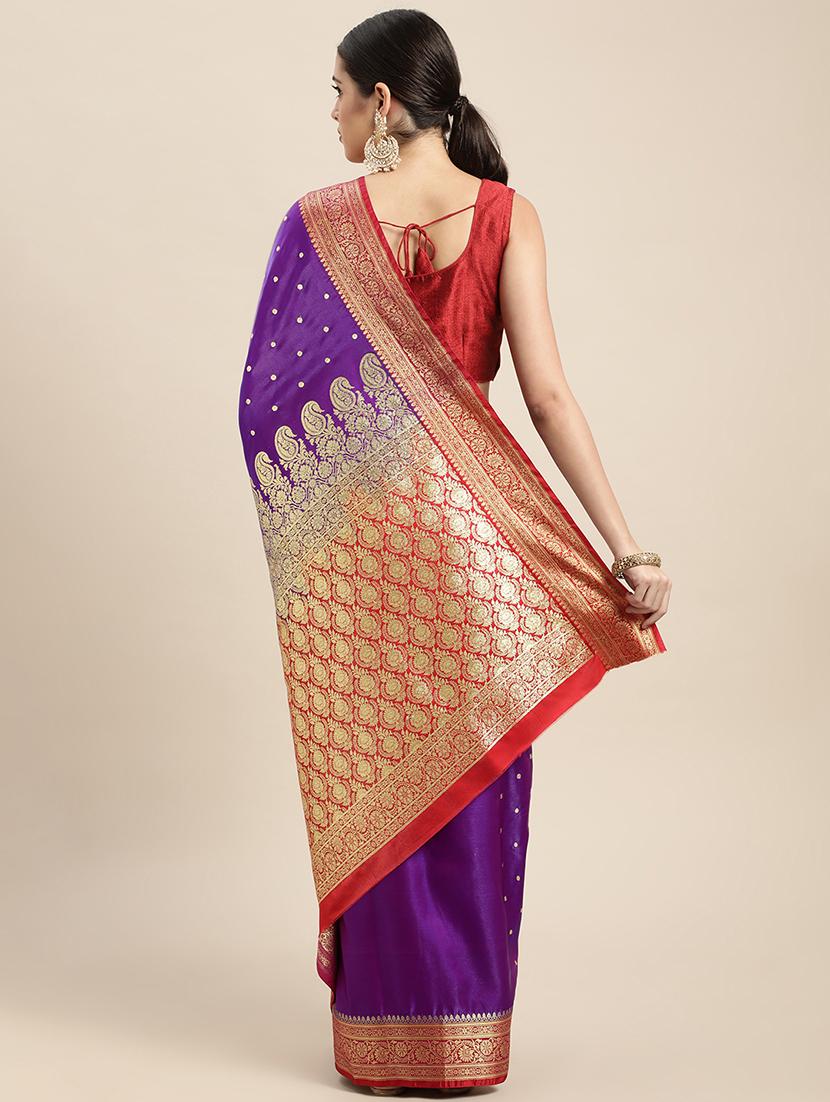 golden zari work woven saree - 18436694 - Standard Image - 1