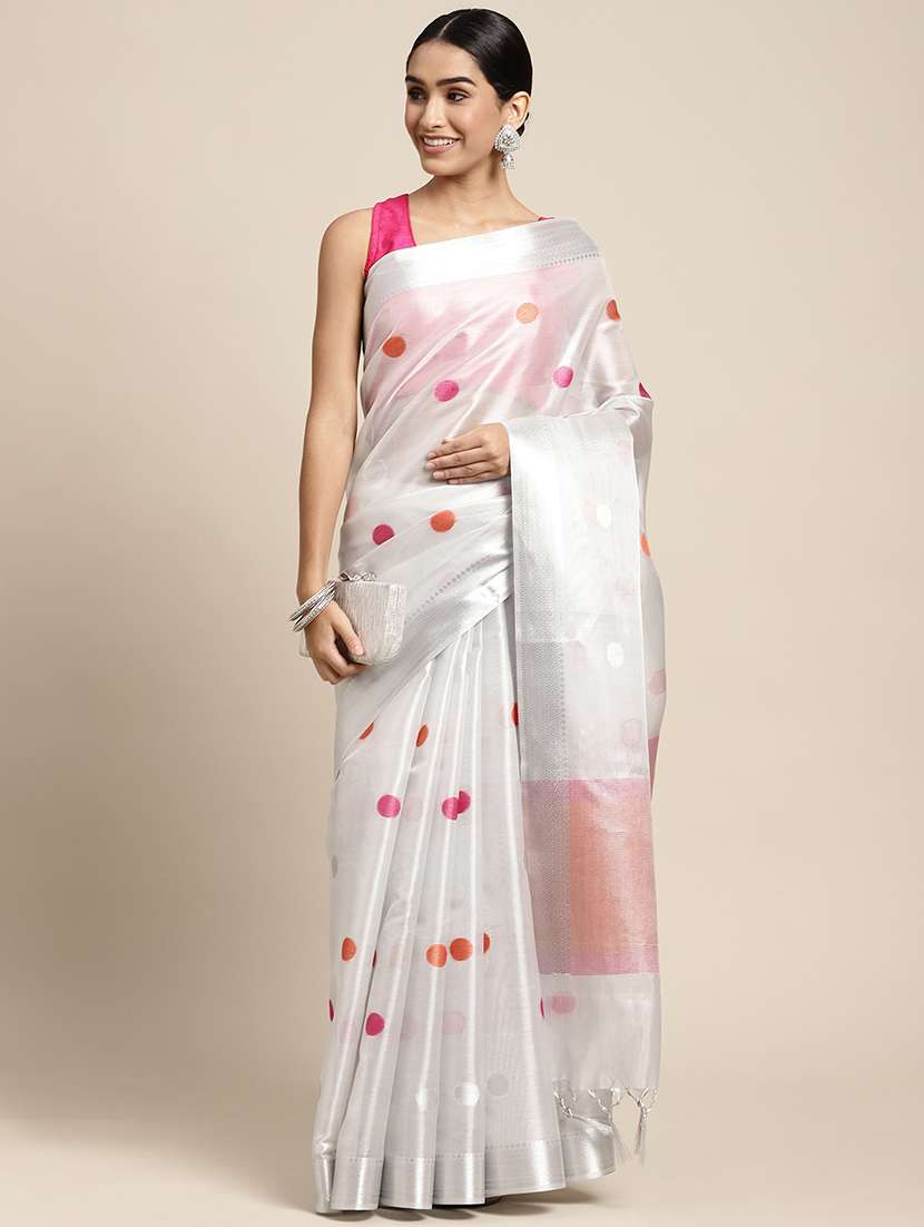 zari work woven saree with blouse