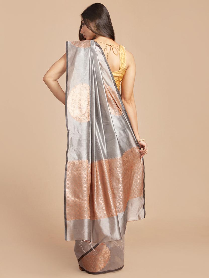 golden zari work woven saree with blouse - 18436791 - Standard Image - 1