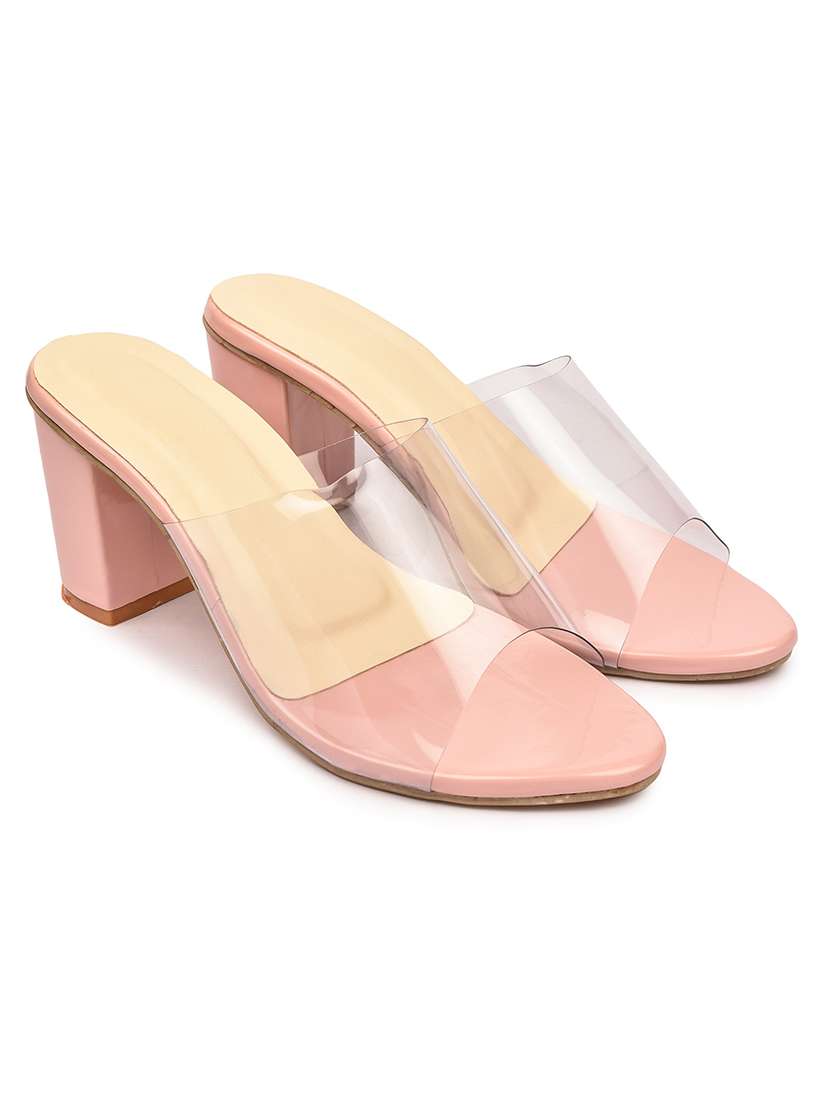 women pink slip on sandal