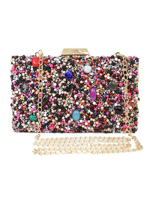 silver silk box clutch - 18437080 - Standard Image - 0