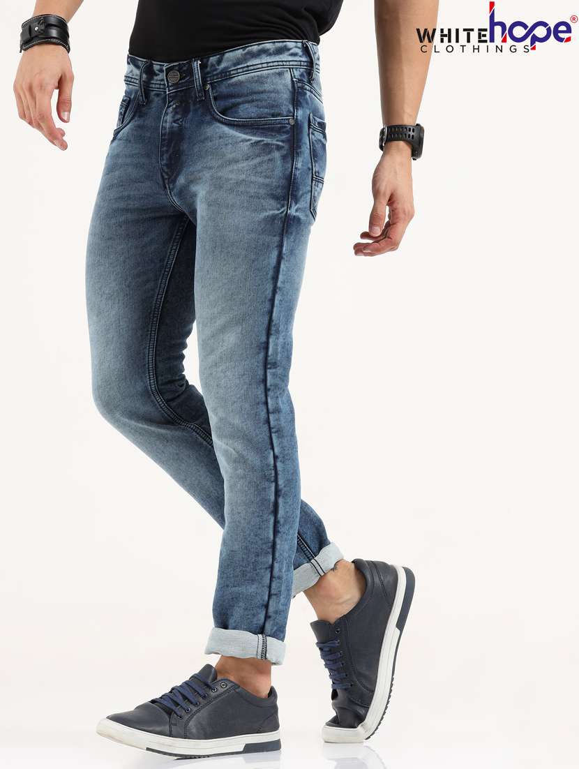 blue light washed denim jean - 18437344 - Standard Image - 1