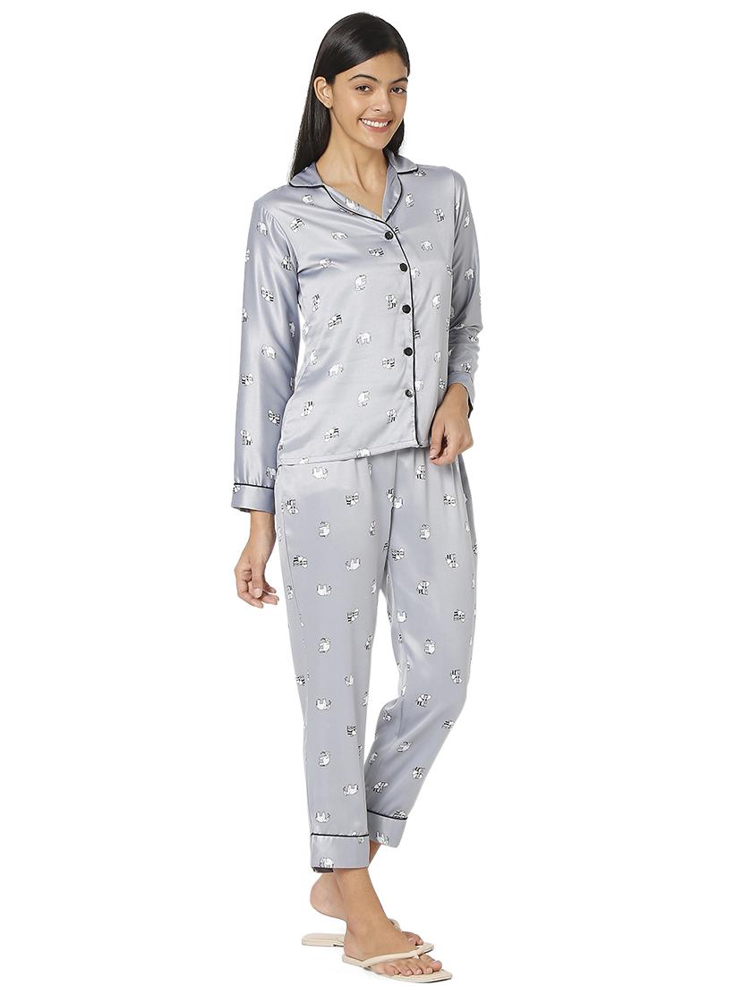 long sleeved printed nightwear set - 18437607 - Standard Image - 1