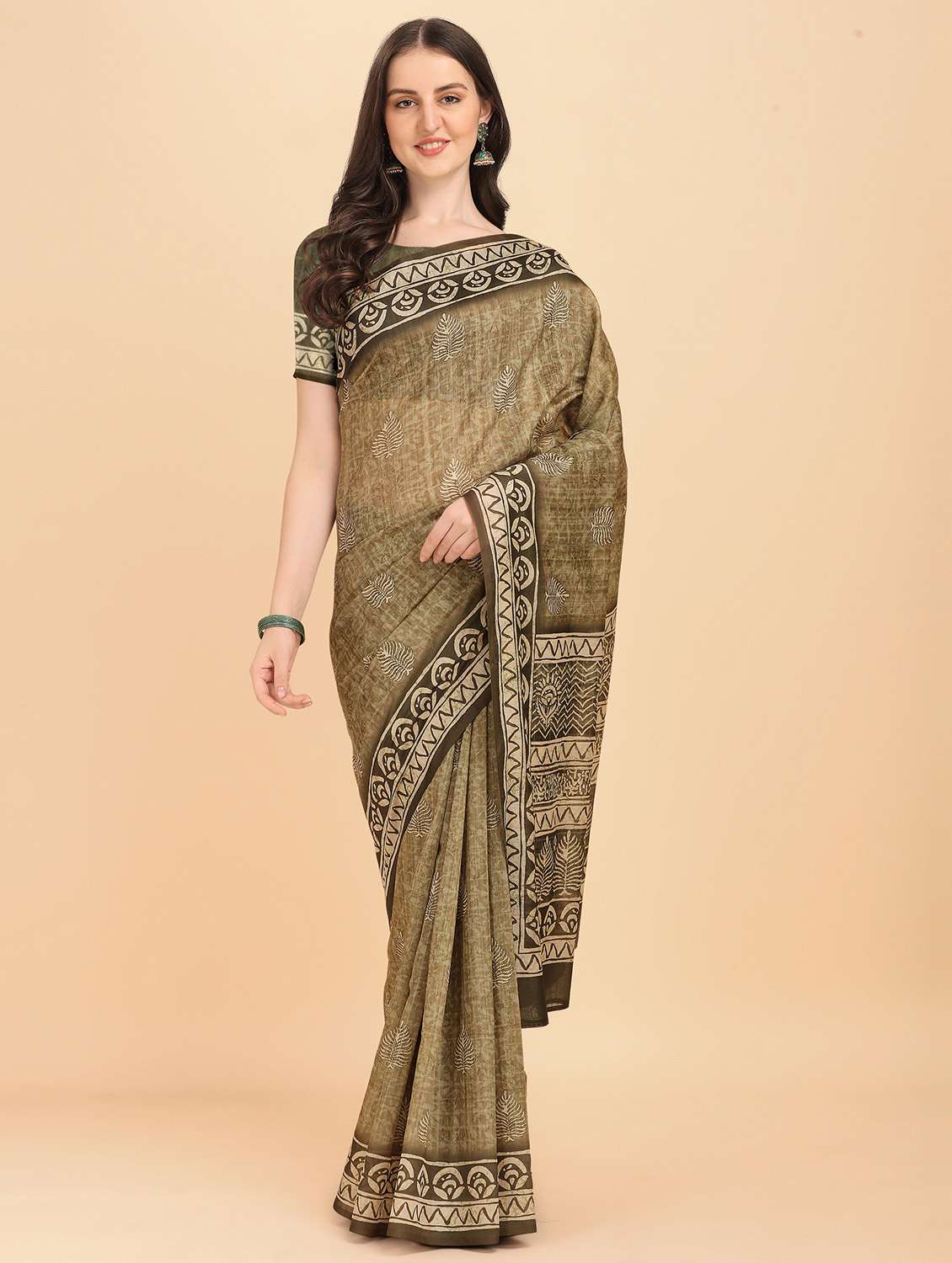 batik print chanderi saree with blouse