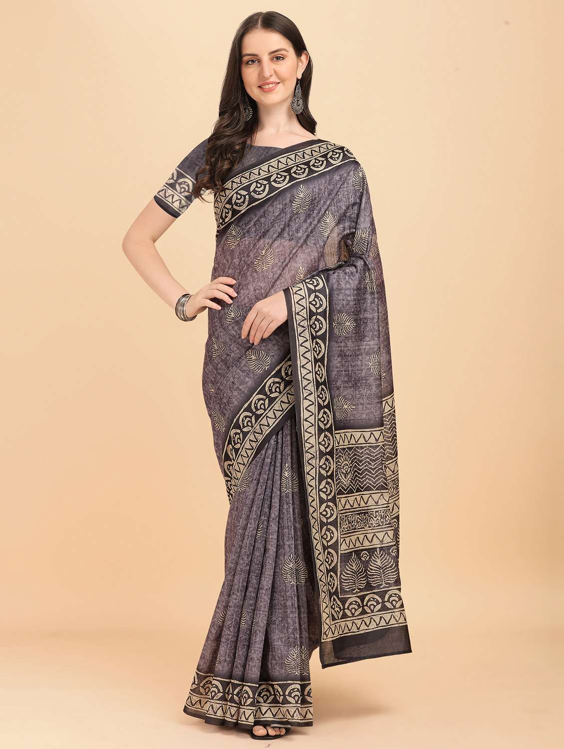 batik print chanderi saree