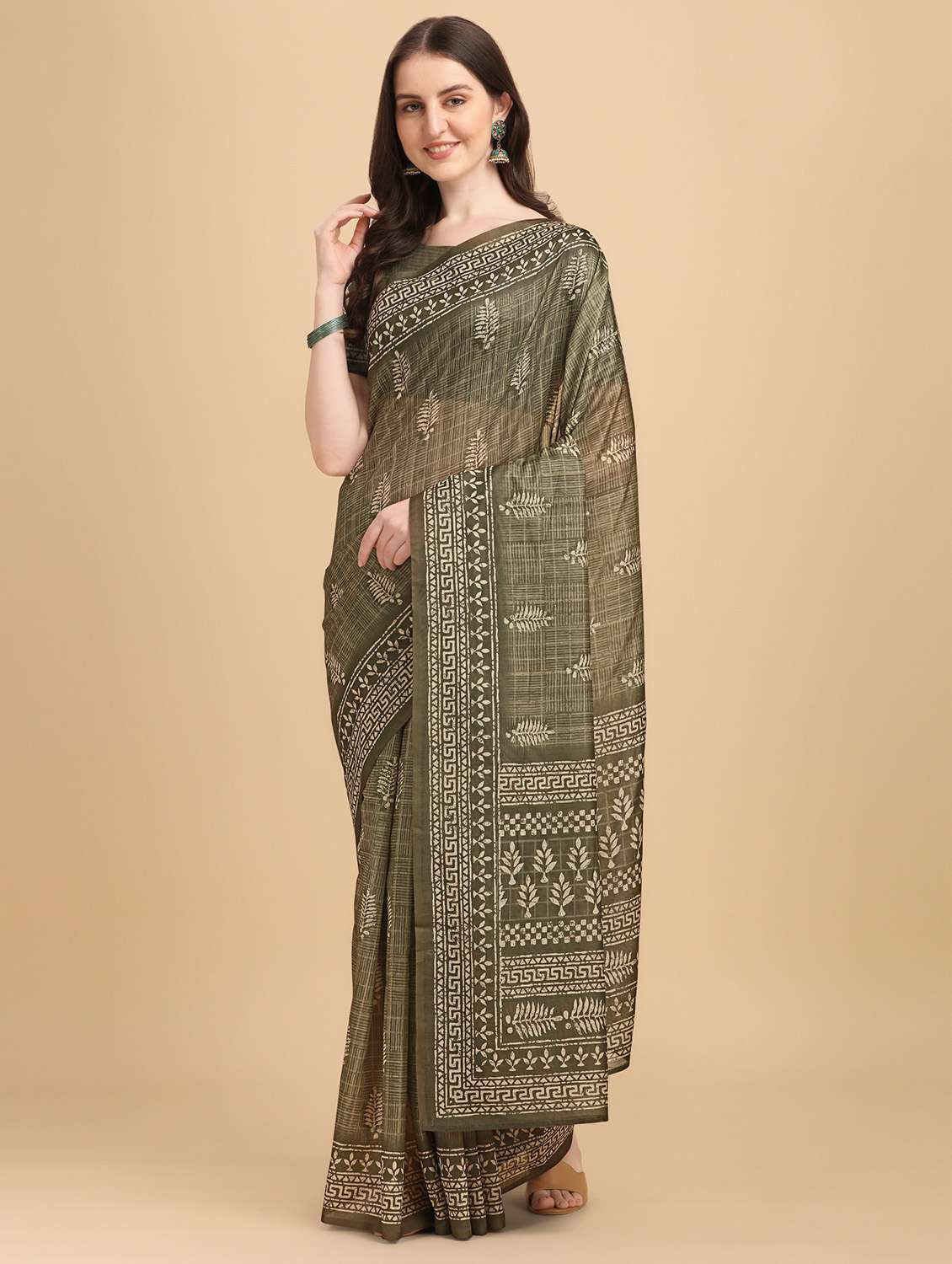 batik print chanderi saree with blouse