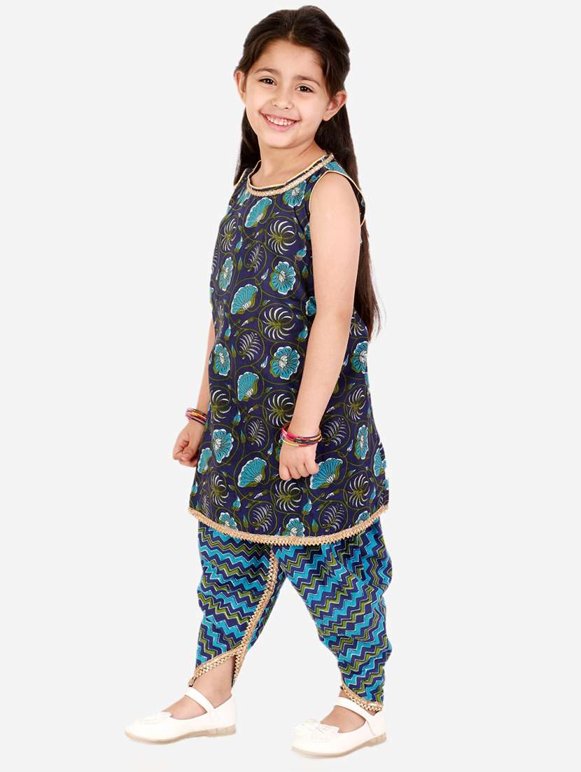 navy blue floral patiyala suit set  - 18438491 -  Standard Image - 1