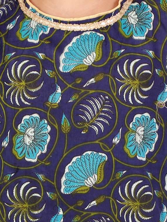navy blue floral patiyala suit set  - 18438491 -  Standard Image - 4