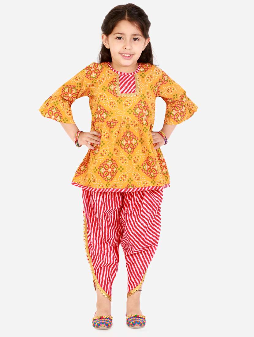 mustard bandhani patiyala suit set 