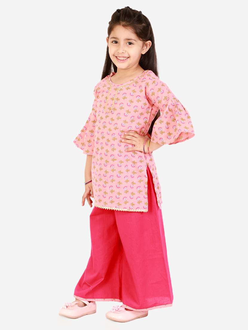 pink floral kurta palazzo set  - 18438498 -  Standard Image - 1