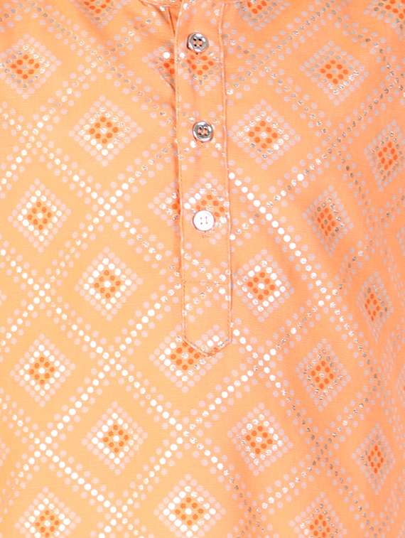 boys peach printed kurta pajama set  - 18438511 -  Standard Image - 4