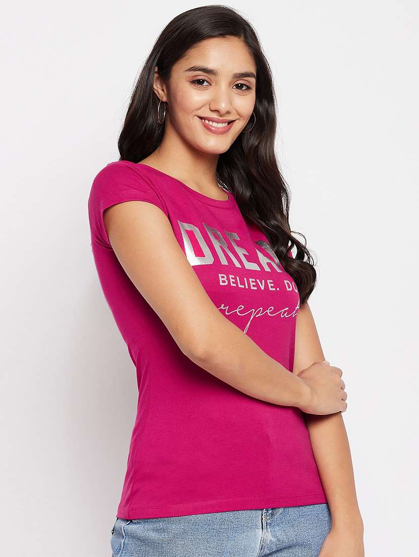 round neck typography t-shirt  - 18438585 -  Standard Image - 1