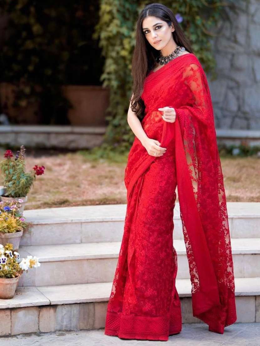 women's embroidered saree with blouse