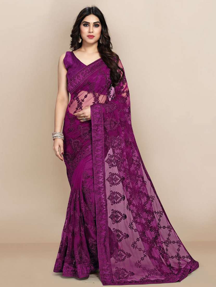 tonal embroidered net saree  with blouse