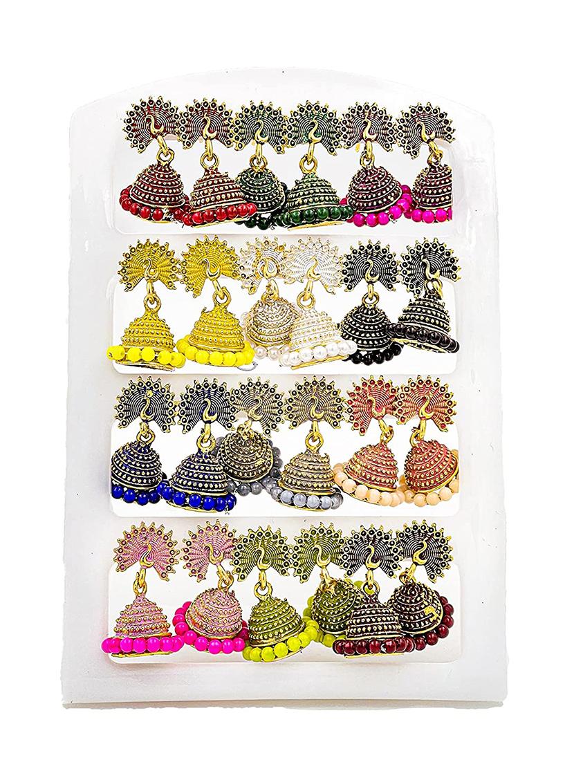 graceful delightful jhumka earrings pack of 12 pairs - 18438984 - Zoom Image - 0