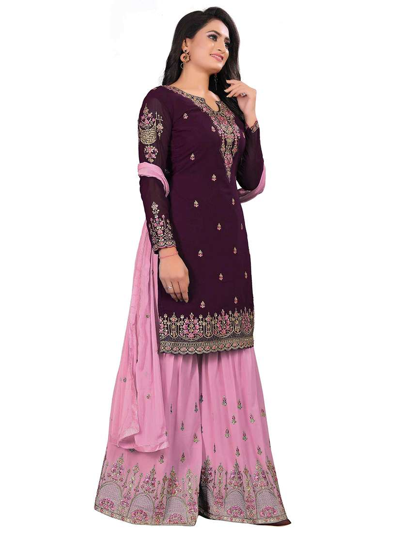 embroidered semi-stitched suit set  - 18439001 -  Standard Image - 1
