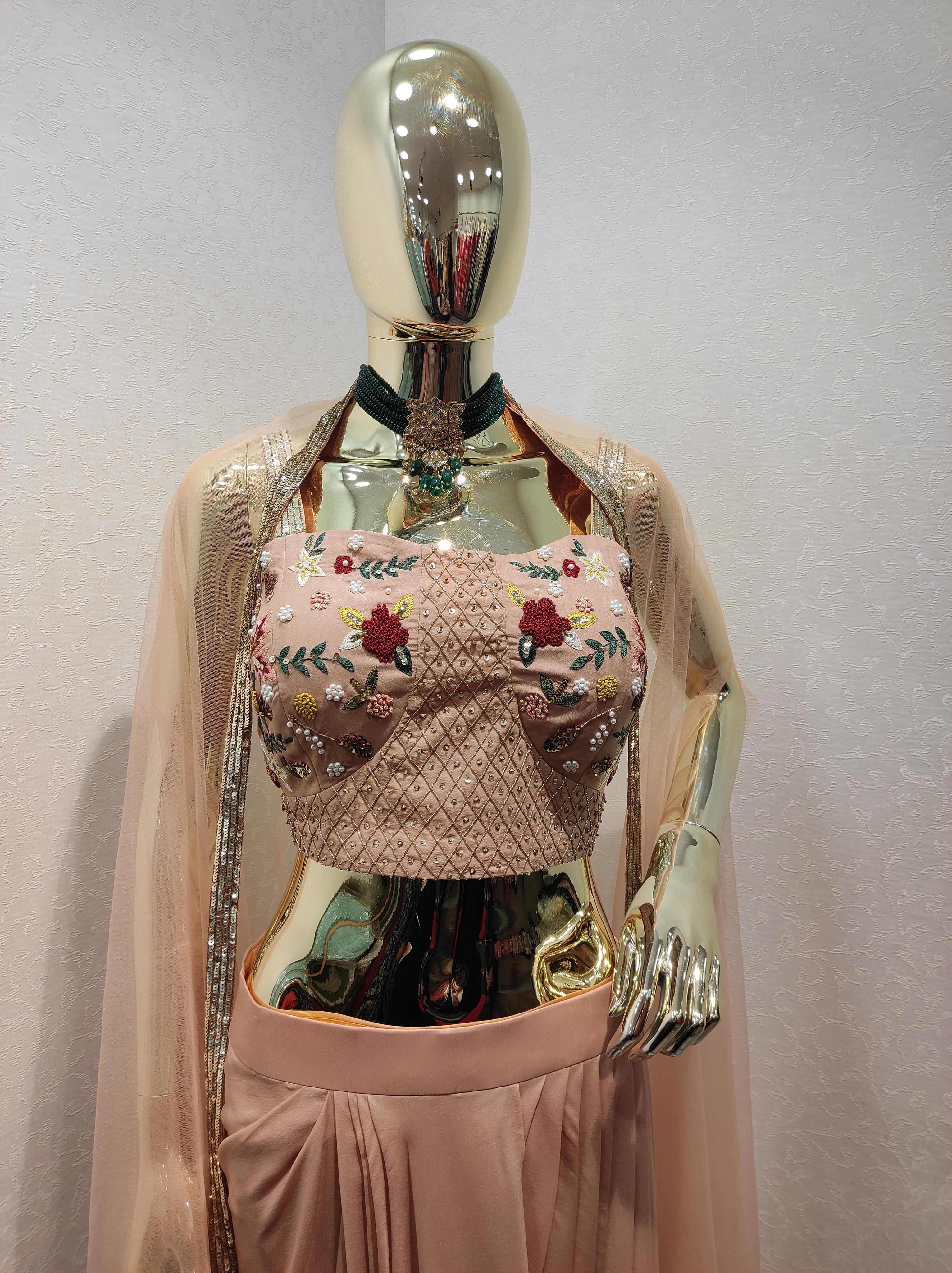 drape skirt with handcrafted blouse paired  - 18439006 -  Standard Image - 1