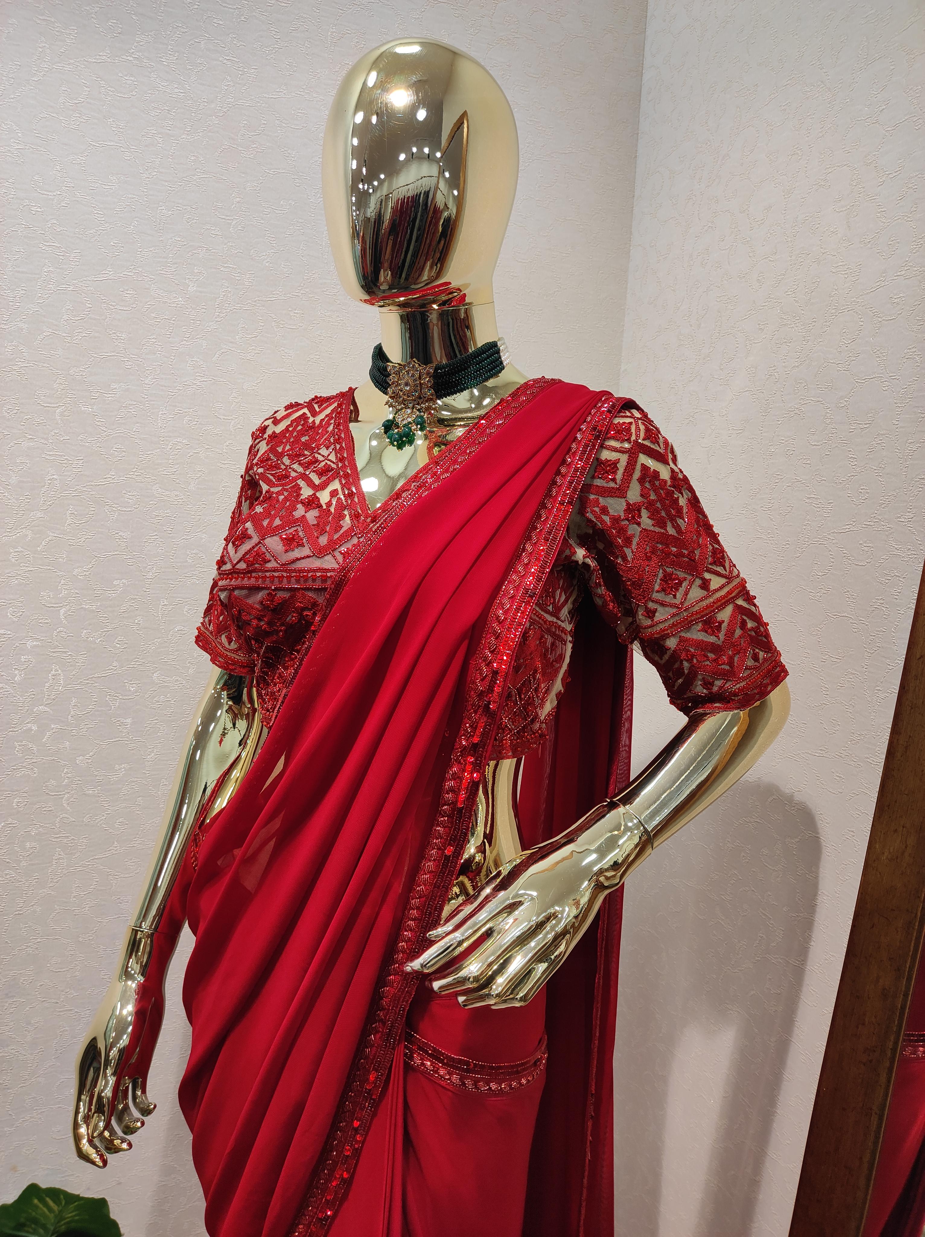 handcrafted ready to wear stitched saree  - 18439007 -  Standard Image - 1