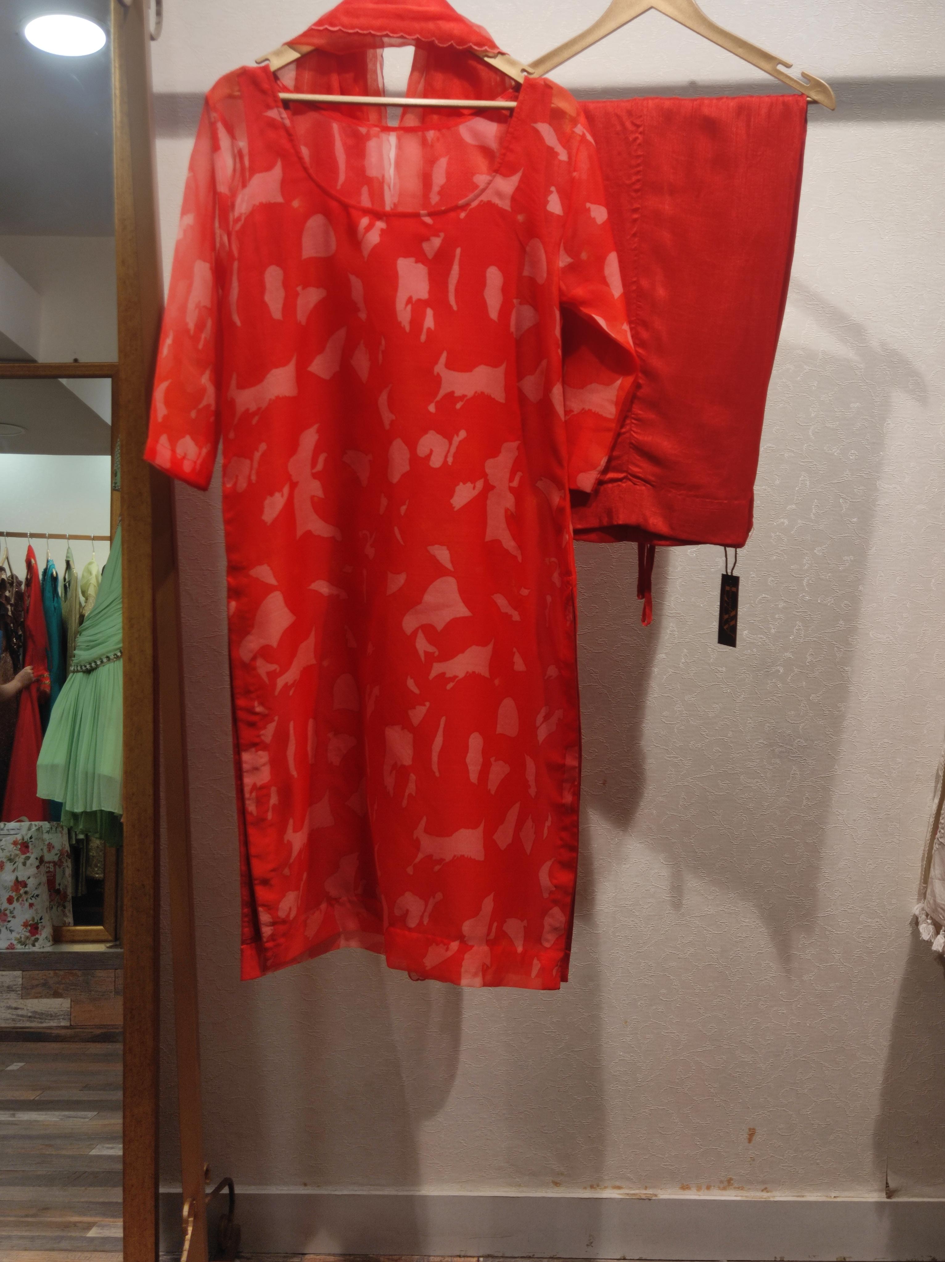 organza suit with silk pant and - 18439009 - Standard Image - 1