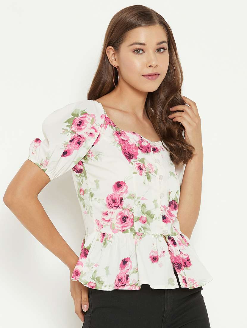 women's peplum square neck top - 18439789 - Standard Image - 1